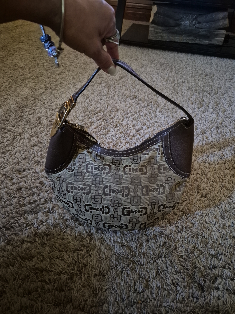 Vintage Gucci Authentic Horsebit  Brown Gold Brass Hardware Hobo Bag